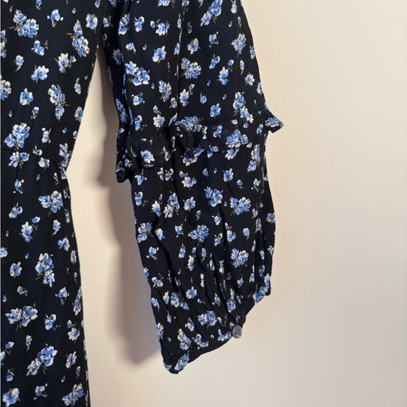 Madewell Black Ruffle-Sleeve Tie-Waist Jumpsuit in Blue Baby's Breath - Small - Picture 8 of 13